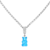 Y2K Rhinestone Bear Necklace – Kawaii Cartoon Statement Jewelry