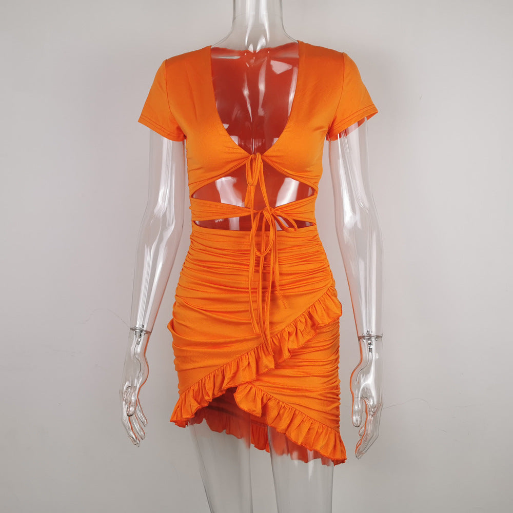 Short sleeve fluorescent lace dress What Else You Got?