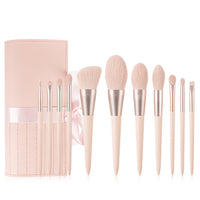 11-Piece Christian Makeup Brush Set - Elegant Wooden Handles & Gift-Ready Pink Bag