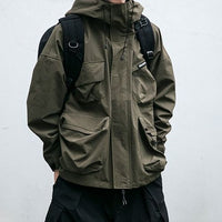 Men's Windproof Hooded Jacket - 3D Pocket Casual Outerwear in Multiple Colors