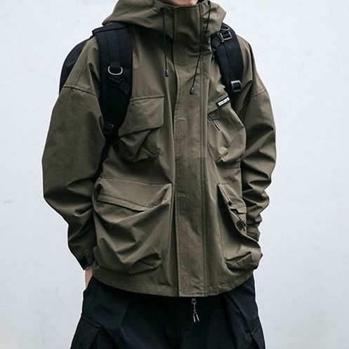 Hooded Jacket Men's Loose Three-dimensional Pocket Functional Windproof Jacket Casual Clothing What Else You Got?