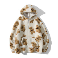 Vintage Bear Print Sweater - Retro Japanese Hoodie with Christian Comfort