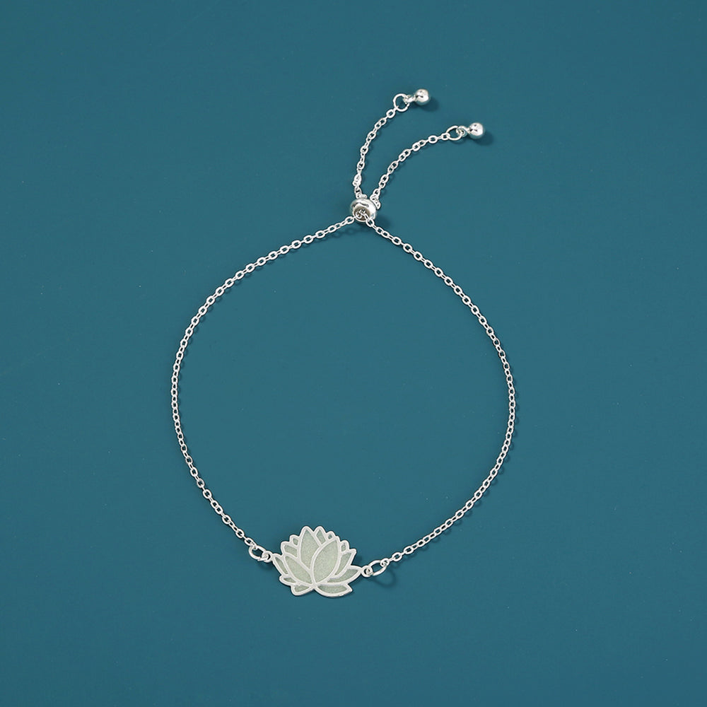 Silver Brass Lotus drop oil glow-in-the-dark bracelet What Else You Got?