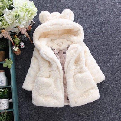 Cozy Christian Girls Faux Fur Winter Jacket – Warm Plush Coat for Toddlers & Kids