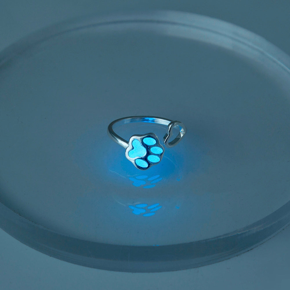 Glow-in-the-Dark Dog Paw Ring – Adjustable Luminous Copper Ring for Pet Lovers