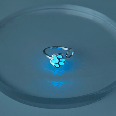 Glow-in-the-Dark Dog Paw Ring – Adjustable Luminous Copper Ring for Pet Lovers