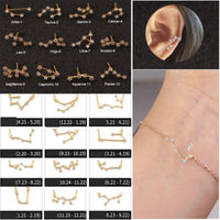 Zodiac Diamond Jewelry Set – Astrology Bracelet & Earrings for All Signs