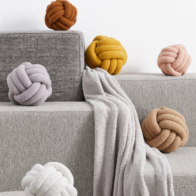 Elegant Knotted Ball Pillow for Bedroom Sofa - Soft & Stylish Decor (Multiple Colors)