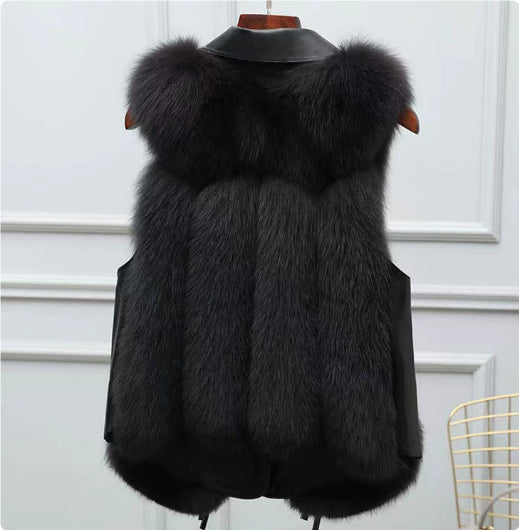 Women’s Winter Faux Fur Vest – Short Patchwork Warm Sleeveless Coat (Milk Tea & Camel) What Else You Got?