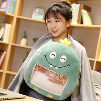Cozy Winter Hand Warmer Pillow with Blanket & Phone Holder – Cute Animal Cushion for Cold Days