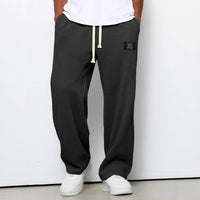 Cozy & Stylish Waffle Knit Men's Casual Pants with Drawstring & Pockets - Breathable, Loose Fit Trousers for All-Day Comfort