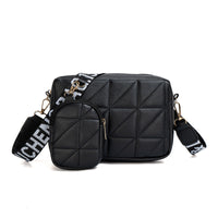 Embroidered Crossbody Bag Set – PU Leather Shoulder Bag with Mini Pouch