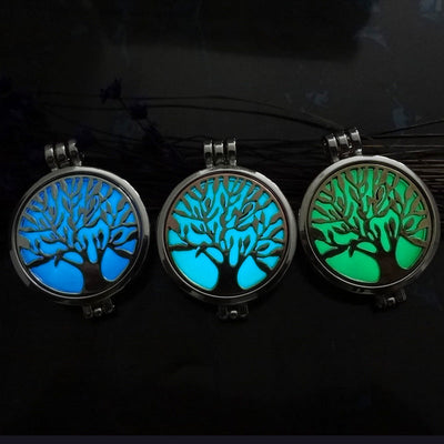 Glow-in-the-Dark Tree of Life Necklace – Luminous Zinc Alloy Pendant 45 cm