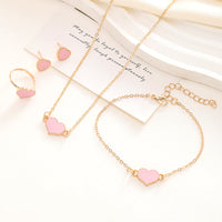 Elegant 4-Piece Love Heart Jewelry Set - Necklace, Bracelet, Ring & Earrings | Christian Gift Idea