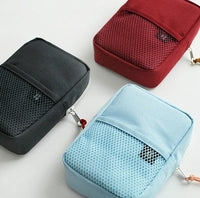 Korean Style Travel Organizer Bag - Portable Charger & Earphone Storage - Perfect for Men & Women - Lake Blue, Dark Gray, Wine Red
