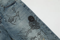Men's Graffiti Print Skinny Jeans