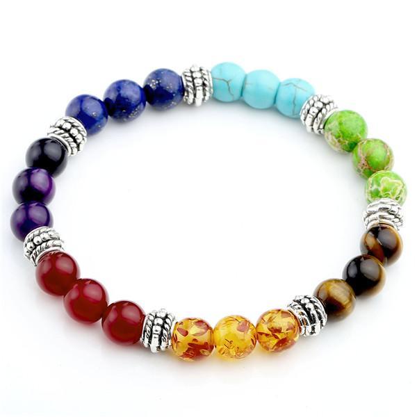 8mm Volcanic Stone Chakra Bracelet – Colorful Agate Energy Beads Healing Jewelry What Else You Got?