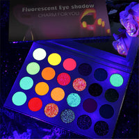 UV Glow Eyeshadow Palette – 24 Neon Colors for Blacklight Parties & Festivals