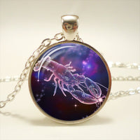 Zodiac Time Gemstone Glass Pendant Necklace - Celestial Christian Gift