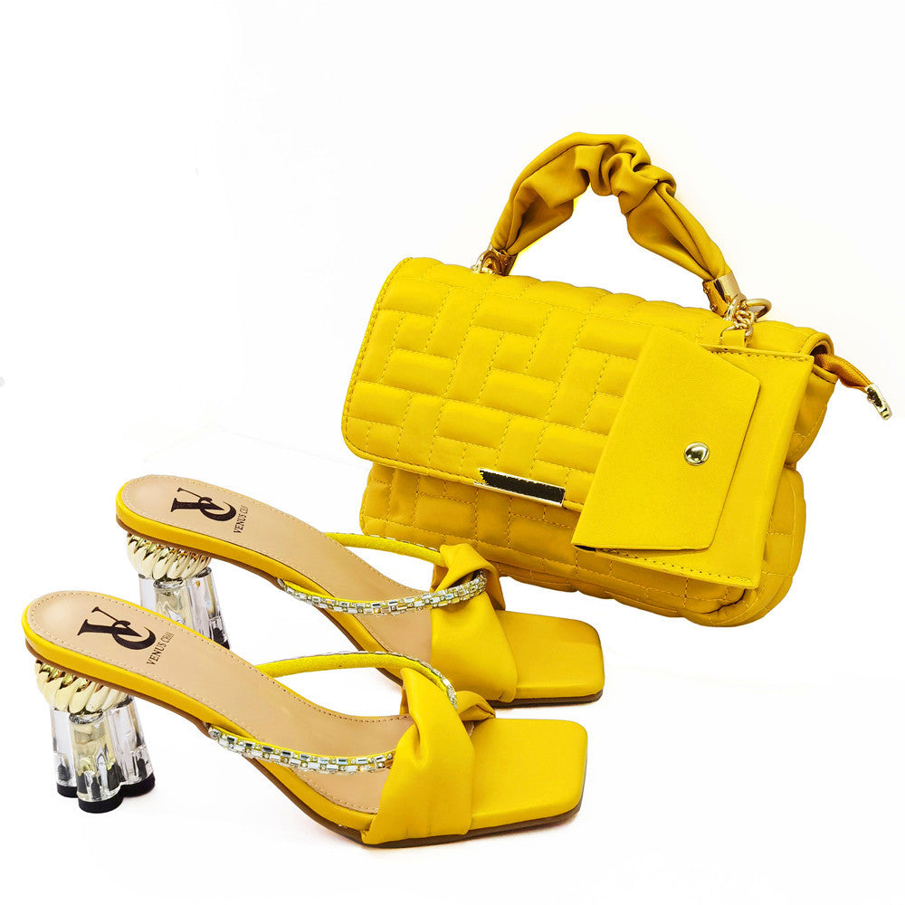 Crossbody Bag with Small Card Bag & Cross-Strap High-Heeled Sandals What Else You Got?