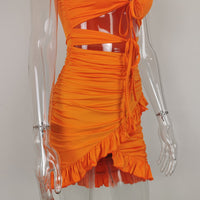 Radiant Grace: Short Sleeve Lace Dress in Vibrant Fluorescent - Elegant & Modest