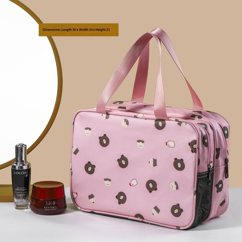 Large‑Capacity Double‑Layer Cosmetic Bag – Cute Travel Makeup & Storage Organizer (Blue Bear) What Else You Got?