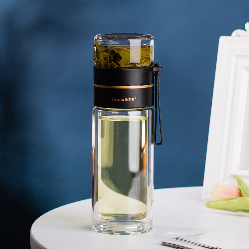 Glass Water Bottle With Tea Infuser Filter Tea Separation Double Wall Glass Bottle Leakproof Water Bottle What Else You Got?