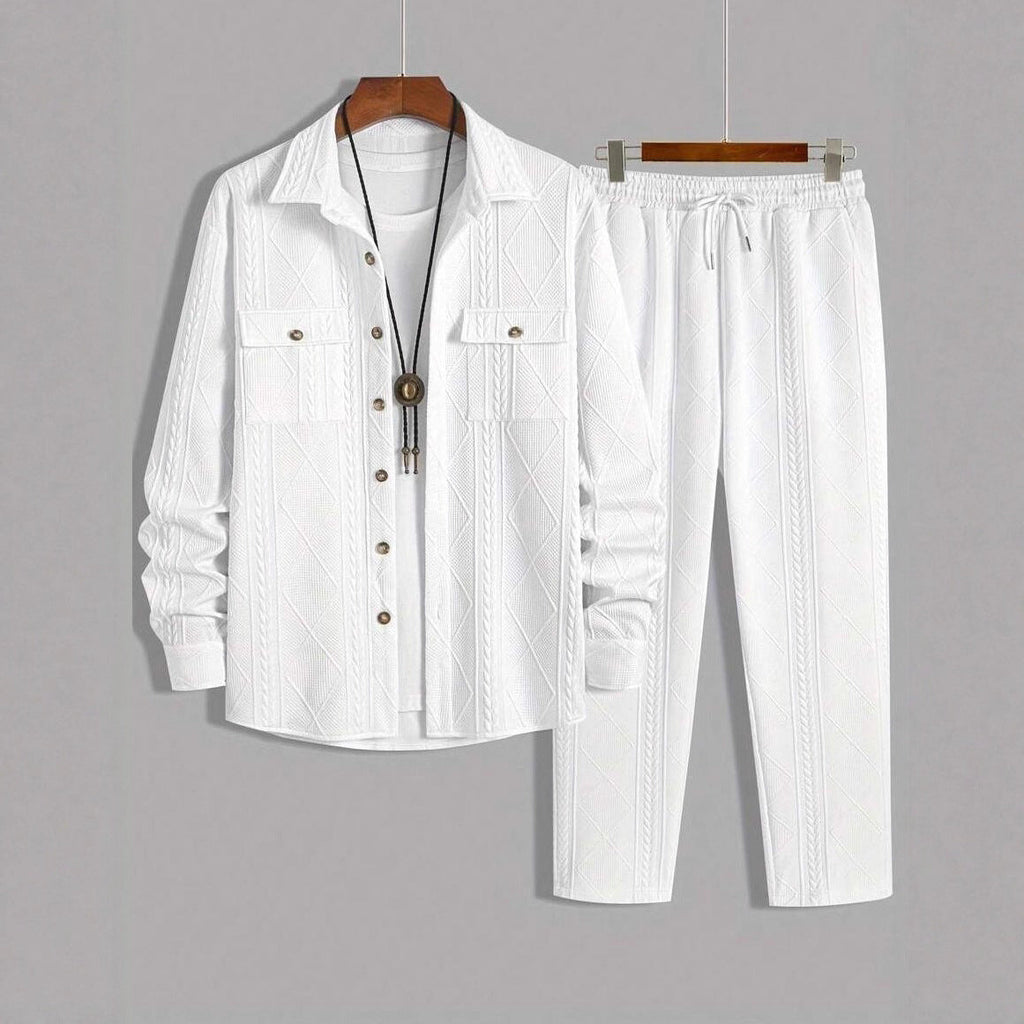 Men's Solid-Colored Casual Simple Loose Set With Lapel What Else You Got?