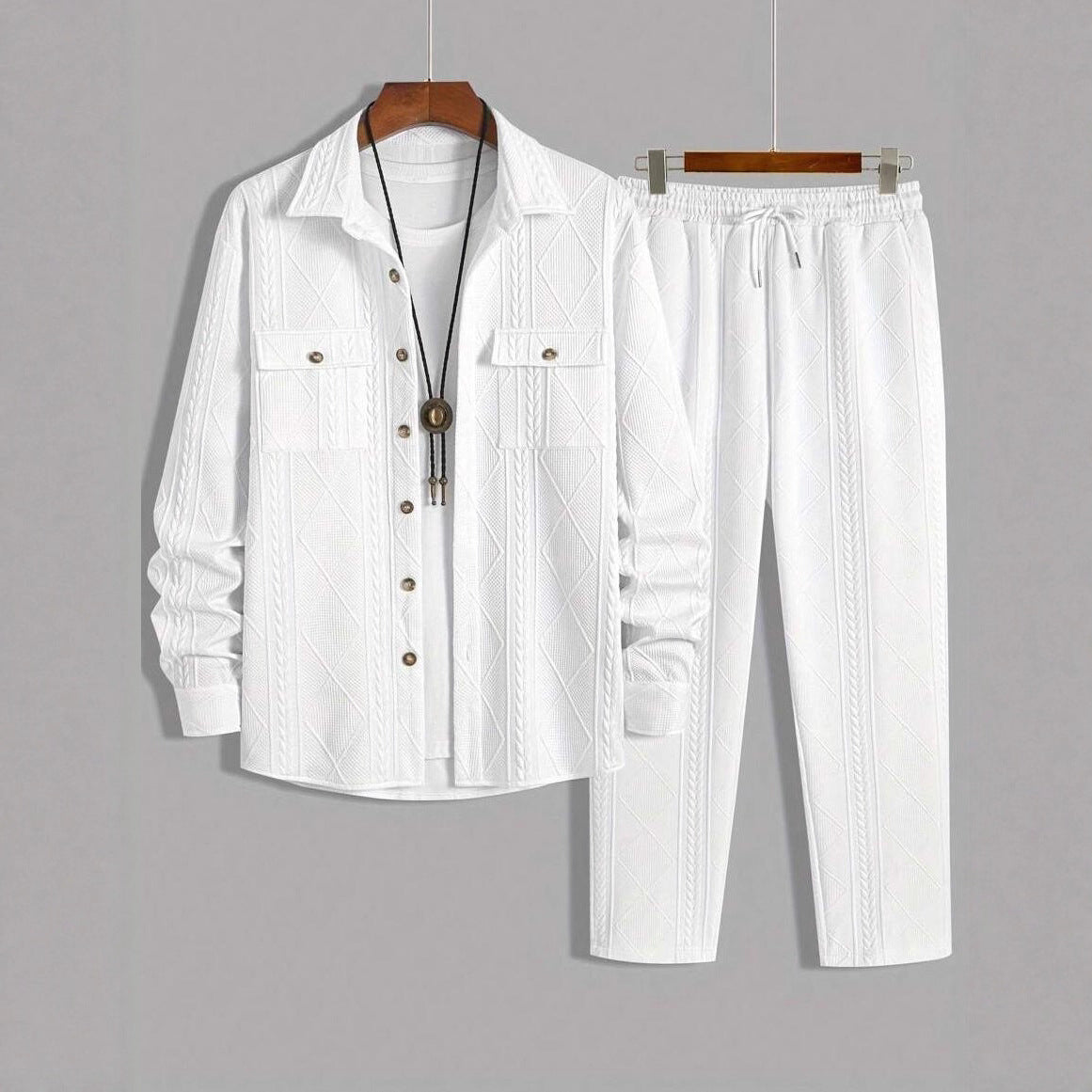 Men's Solid-Colored Casual Simple Loose Set With Lapel What Else You Got?