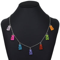 Y2K Gummy Bear Pendant Necklace – Candy-Core Charm Jewelry for Women