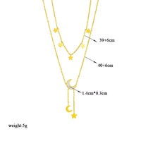 Celestial Moon & Stars Necklace – Gold Layered Chain Astrology Jewelry