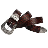 Handcrafted Mongolian Cowhide Leather Belt - Premium Embossed Personalized Design - Genuine Retro Men's Belt (105cm-125cm)
