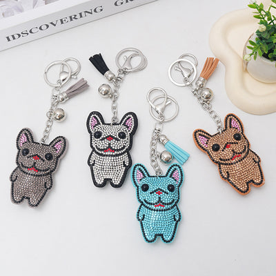 French Dog Rhinestone Keychain – Sparkly Bag Charm