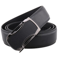 Automatic Sliding Buckle Leather Belt for Men – Adjustable No-Holes Waist Belt