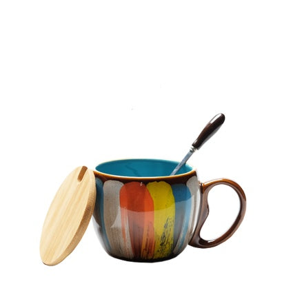 Creative ceramic cup milk cup water cup coffee cup breakfast cup couple cup to cup mug with lid spoon What Else You Got?