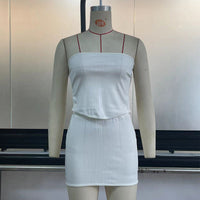 Elegant Women's Summer Two-Piece Outfit - Modest & Stylish Crop Top & Mini Skirt Set
