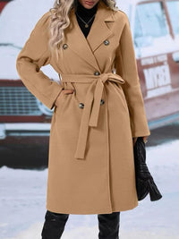 Elegant Double-Breasted Trench Coat – Warm Winter Fashion Jacket with Belt (Women's)