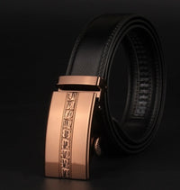 Men's Leather Belt with Engraved Buckle - Casual Retro Waist Belt for Jeans & Everyday Wear