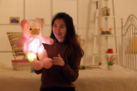 Glowing LED Teddy Bear Plush Toy - Colorful Light Up Christmas Gift for Kids & Pillow - 7+ Light Modes
