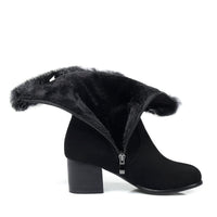 Heavenly Warmth: Luxury Suede Rabbit Fur Snow Boots for Women - Divine Comfort & Stylish Winter Footwear