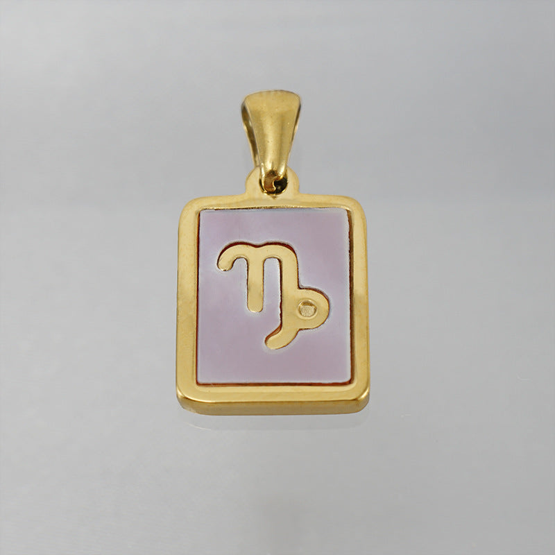 Stainless Steel Square Shell Zodiac Necklace What Else You Got?