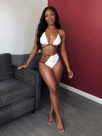 Bold Leopard Print Halter Bikini Set with Cutout Straps - Summer Swimwear