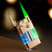 Windproof Green Flame Lighter – Metal Quicksand Design for Outdoor & Everyday Carry