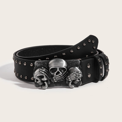 Punk & Hip-Hop Snap Button Leather Belt - Bold Christian Style for Men