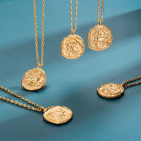 18K Titanium Zodiac Oval Pendant Necklace – Celestial Jewelry for Star Sign Lovers