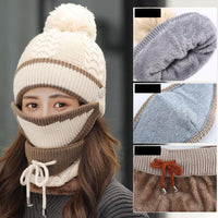 Cozy 3-Piece Winter Hat Set for Women - Knitted Beanie, Scarf & Neck Warmer - Warm & Stylish - Perfect for Cold Weather - Available in Multiple Colors
