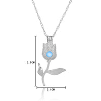 Glow-in-the-Dark Rose Necklace – Hollow Floral Pendant for Women & Girls