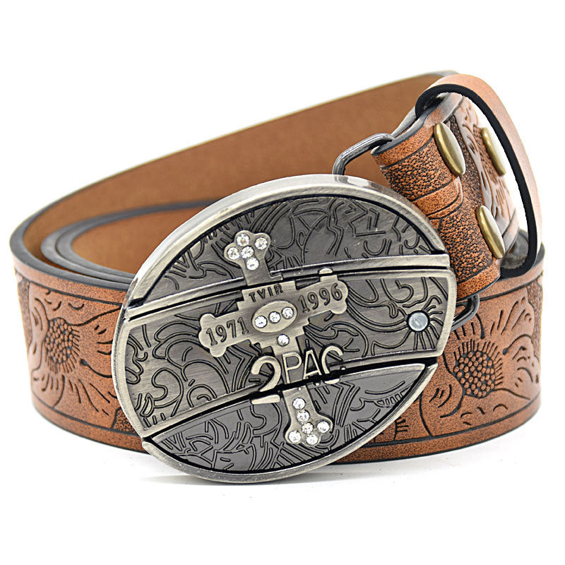 Personality Student Trendy Printing Engraving Smooth Buckle Knife Embossing Belt What Else You Got?
