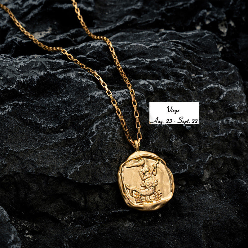 Vacuum Plating 18k Titanium Zodiac Oval Pendant Necklace What Else You Got?