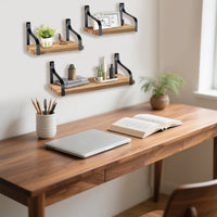 Rustic Farmhouse Floating Shelves - 3 Tier Wood Wall Shelves for Home Decor, Kitchen & Bedroom (Set of 3)